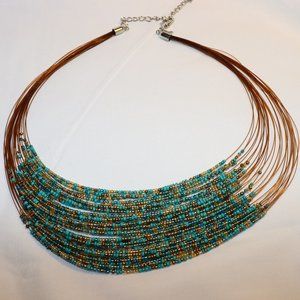 Chico's brown and aqua beaded necklace